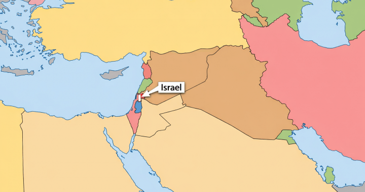 A map of the middle east showing just how tiny Israel is
